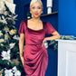 Saoirse Gathered Detail Velvet Occasion Dress Wine