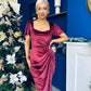 Saoirse Gathered Detail Velvet Occasion Dress Wine