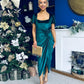 Saoirse Gathered Detail Velvet Occasion Dress Forest