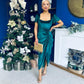 Saoirse Gathered Detail Velvet Occasion Dress Forest