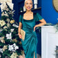 Saoirse Gathered Detail Velvet Occasion Dress Forest