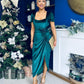 Saoirse Gathered Detail Velvet Occasion Dress Forest