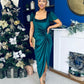 Saoirse Gathered Detail Velvet Occasion Dress Forest