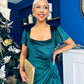 Saoirse Gathered Detail Velvet Occasion Dress Forest