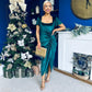 Saoirse Gathered Detail Velvet Occasion Dress Forest