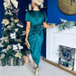 Saoirse Gathered Detail Velvet Occasion Dress Forest