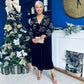 Alice Gold Embroidered Velvet Midi Dress Black