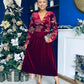 Alice Gold Embroidered Velvet Midi Dress Wine