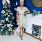 Kate Frill Hem Sequin Midi Dress Champagne