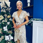 Kate Frill Hem Sequin Midi Dress Champagne