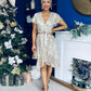 Kate Frill Hem Sequin Midi Dress Champagne
