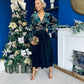 Alice Gold Embroidered Velvet Midi Dress Forest