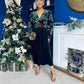 Alice Gold Embroidered Velvet Midi Dress Forest
