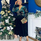 Alice Gold Embroidered Velvet Midi Dress Forest