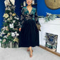 Alice Gold Embroidered Velvet Midi Dress Forest