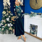 Alice Gold Embroidered Velvet Midi Dress Forest