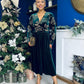 Alice Gold Embroidered Velvet Midi Dress Forest