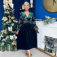 Alice Gold Embroidered Velvet Midi Dress Forest