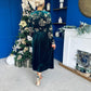 Alice Gold Embroidered Velvet Midi Dress Forest