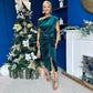 Isabelle Gathered Detail Velvet Occasion Dress Forest