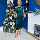 Isabelle Gathered Detail Velvet Occasion Dress Forest