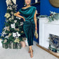 Isabelle Gathered Detail Velvet Occasion Dress Forest