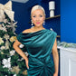 Isabelle Gathered Detail Velvet Occasion Dress Forest
