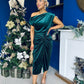 Isabelle Gathered Detail Velvet Occasion Dress Forest