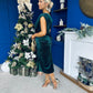 Isabelle Gathered Detail Velvet Occasion Dress Forest