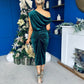 Isabelle Gathered Detail Velvet Occasion Dress Forest