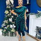 Isabelle Gathered Detail Velvet Occasion Dress Forest