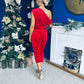 Isabelle Gathered Detail Velvet Occasion Dress Red