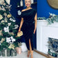 Isabelle Gathered Detail Velvet Occasion Dress Black