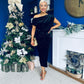 Isabelle Gathered Detail Velvet Occasion Dress Black