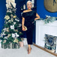 Isabelle Gathered Detail Velvet Occasion Dress Black