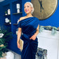 Isabelle Gathered Detail Velvet Occasion Dress Navy