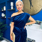 Isabelle Gathered Detail Velvet Occasion Dress Navy