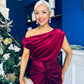 Isabelle Gathered Detail Velvet Occasion Dress Wine
