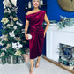 Isabelle Gathered Detail Velvet Occasion Dress Wine