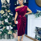 Isabelle Gathered Detail Velvet Occasion Dress Wine