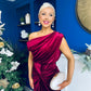 Isabelle Gathered Detail Velvet Occasion Dress Wine