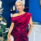 Isabelle Gathered Detail Velvet Occasion Dress Wine
