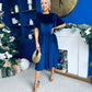 Camilla Bow Detail Midi Dress Velvet Navy