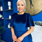Camilla Bow Detail Midi Dress Velvet Navy
