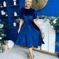 Camilla Bow Detail Midi Dress Velvet Navy