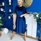 Camilla Bow Detail Midi Dress Velvet Navy