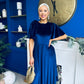Camilla Bow Detail Midi Dress Velvet Navy