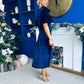 Camilla Bow Detail Midi Dress Velvet Navy