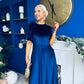 Camilla Bow Detail Midi Dress Velvet Navy