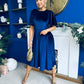 Camilla Bow Detail Midi Dress Velvet Navy